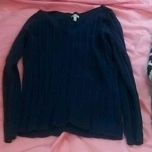Blue cable knit sweater